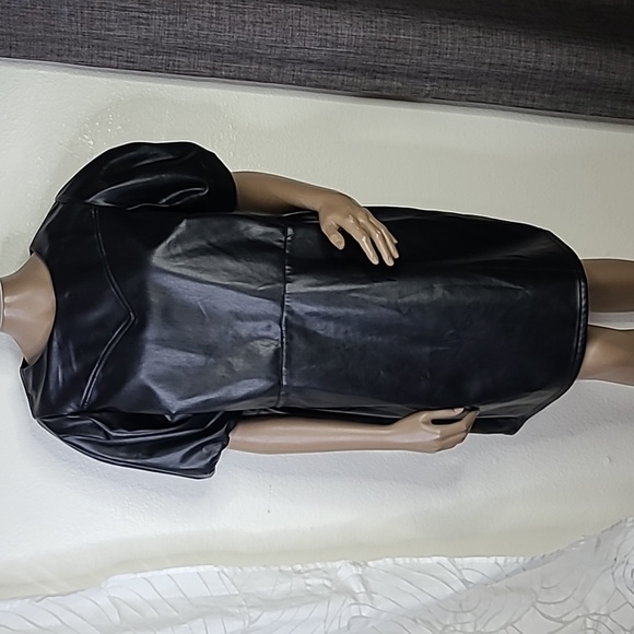 Divided Dresses & Skirts - H&M Dress Size XL Black Faux Leather Dressy Edgy Goth Trendy Fall Fashion Fun